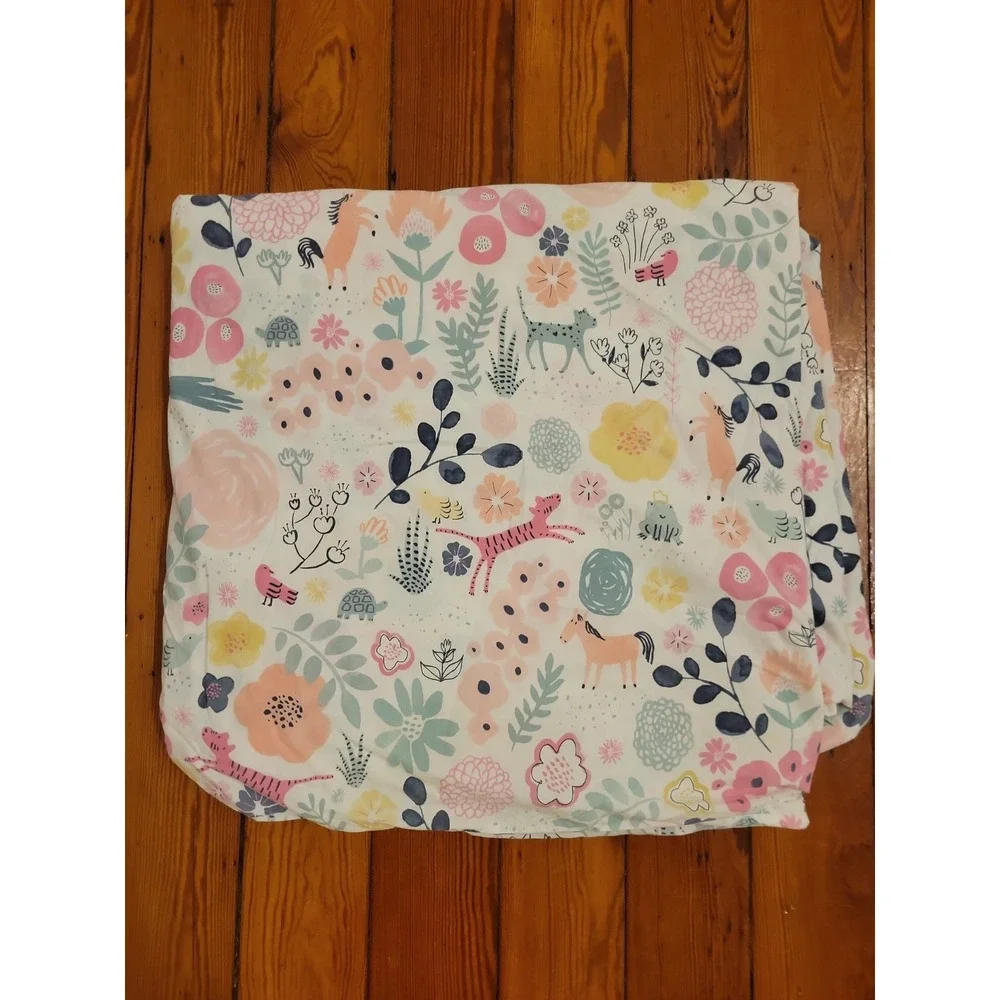 Pottery Barn Kids Sashas Garden Twin Duvet Organic Cotton Whimsical Animals